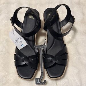 Time and Tru Black Knotted Strappy Ankle Sandals